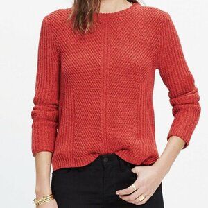 Madewell Hexcomb Texture Pullover Cotton Crew Neck Knit Sweater | Red | Sz XS